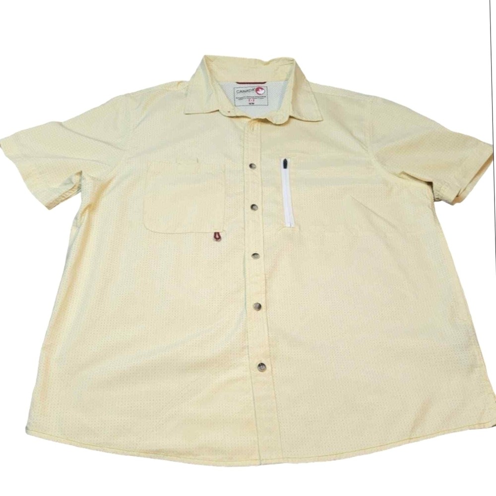 Canada Weather Gear Mens Short Sleeve Performance Fishing Hiking‎ Shirt Yellow M